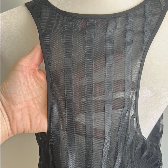 Oscar de la Renta Pink Label Black Sheer Striped Sleeveless Nightgown | XL - Picture 3 of 4